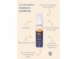 Lait Solaire Bio SPF50 - 100g | Crème Solaire Écologique pour l'Été 12 Lait Solaire Bio SPF50 - 100g | Crème Solaire Écologique pour l'Été -Side-Shore Soldes Magasin lait solaire bio spf50 100g kerbi cremes solaires 4