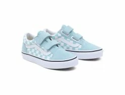 Chaussures Vans Old Skool V Colortheory Checkerboard Canal Bleu pour Enfants