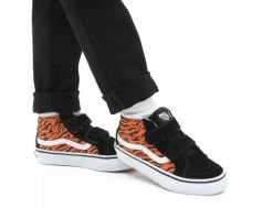 Vans Youth Sk8-Mid Reissue Tiger Noir Blanc - Chaussures pour Enfants -Side-Shore Soldes Magasin youth sk8 mid reissue tiger black white vans 4